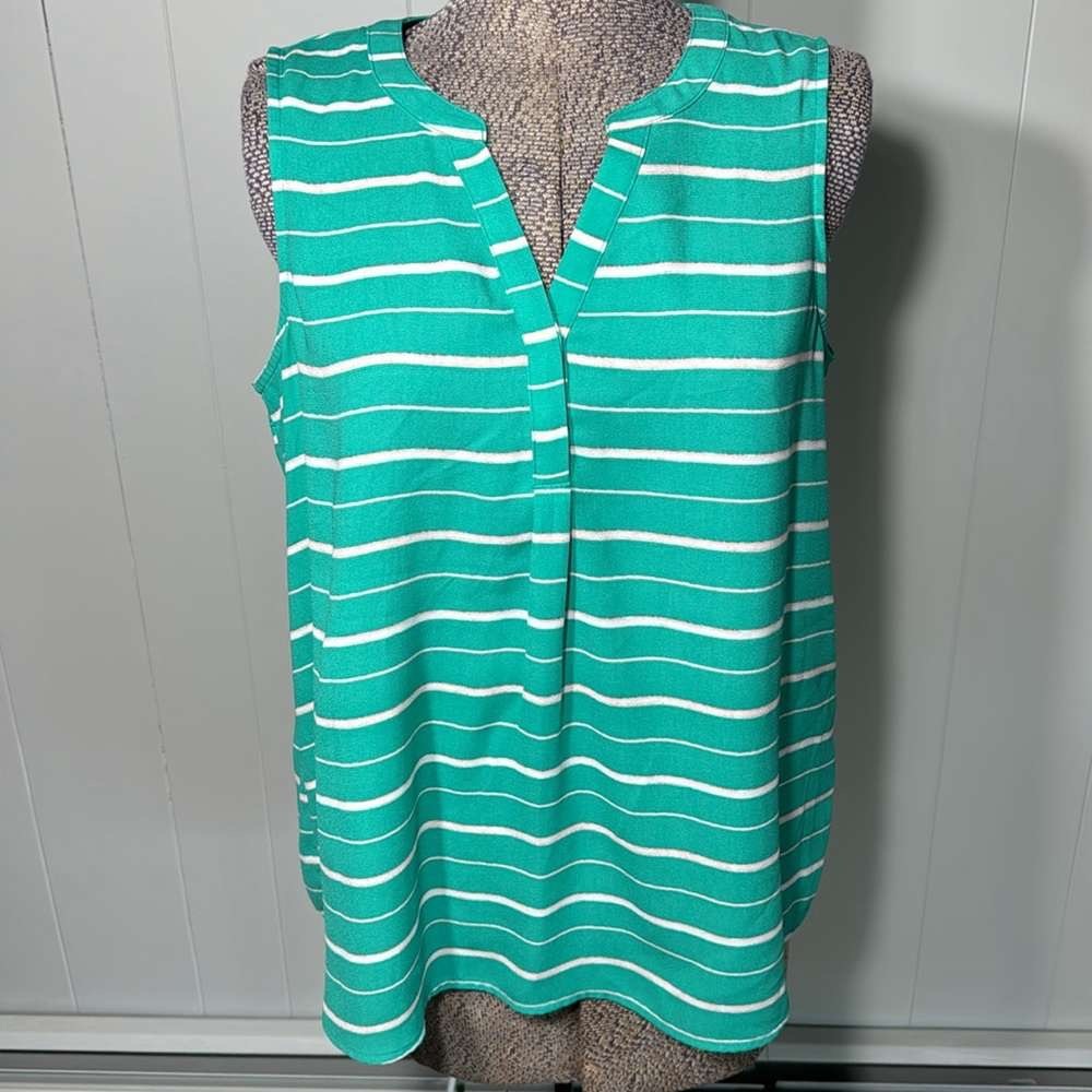 Green Striped Sleeveless Top
